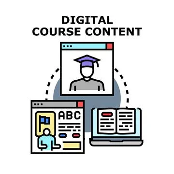 Digital course content for online education and e learning platforms Stock Illustration