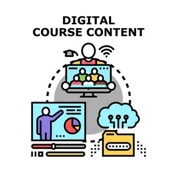 Digital course content for online learning and virtual education 스톡 일러스트