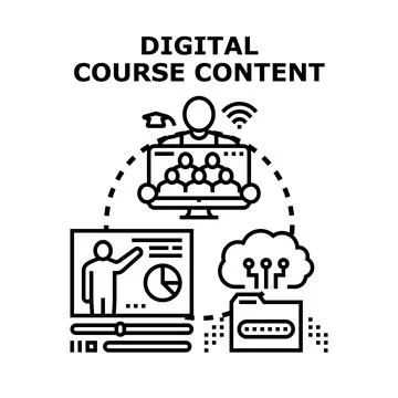 Digital course content for online learning and virtual education 스톡 일러스트
