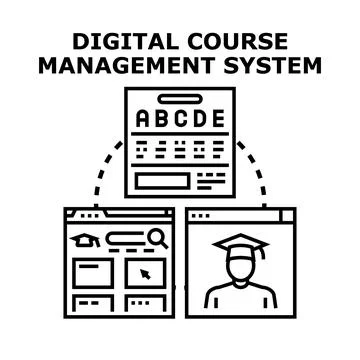 Digital course management system for online education Stock Illustration