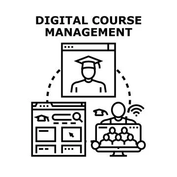 Digital course management system organizing online education Stock Illustration