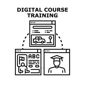 Digital course online training education learning concept Illustrazione stock