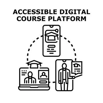 Digital course platform providing accessible online education learning 스톡 일러스트