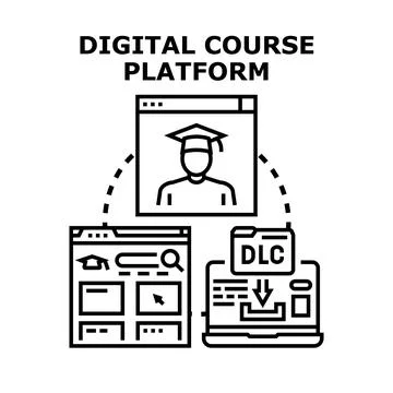 Digital course platform providing online education and learning content Stockillustratie