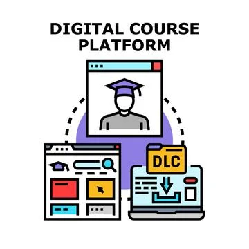 Digital course platform providing online education and learning content 스톡 일러스트