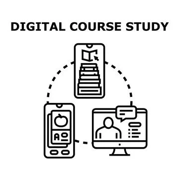 Digital course study engaging in online education Stock Illustration