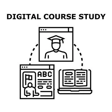 Digital course study learning online education concept Stock Illustration