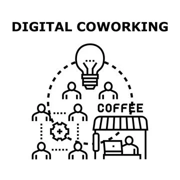 Digital coworking concept with shared ideas and networking Stock Illustration