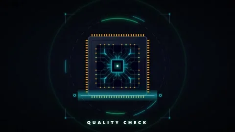 Digital cpu check animation: futuristic microchip scanning hud interface mi.. 動画素材 344852032