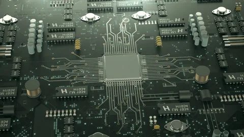 Digital CPU Circuit Electronic Background Stock Footage 211805228