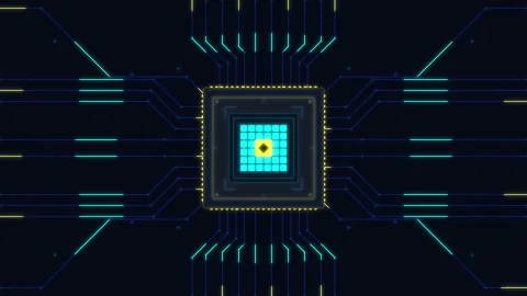 Digital cpu microprocessor chip technology motion graphic background Stock Footage 347199619