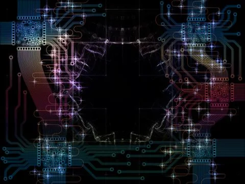Digital CPU Realm Stock Illustration