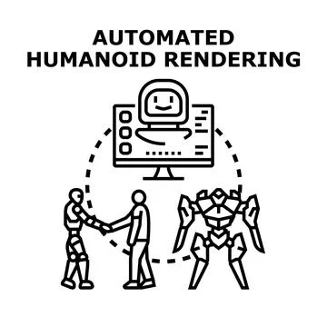 Digital creating automaton models using advanced technology Stock Illustration