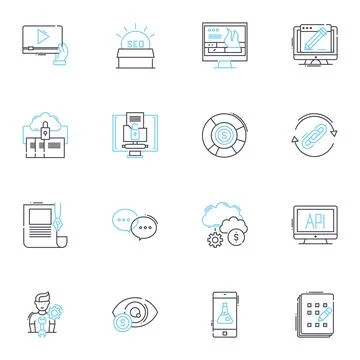 Digital creation linear icons set. Design, Graphical, Animation, Illustration イラスト素材
