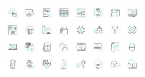 Digital creation linear icons set. Design, Graphical, Animation, Illustration Stockillustratie