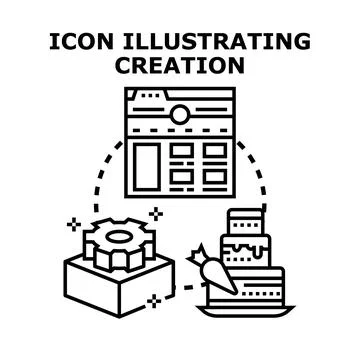 Digital creation process icon illustrating design and development Illustrazione stock