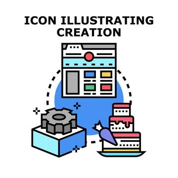 Digital creation process icon illustrating design and development Illustrazione stock