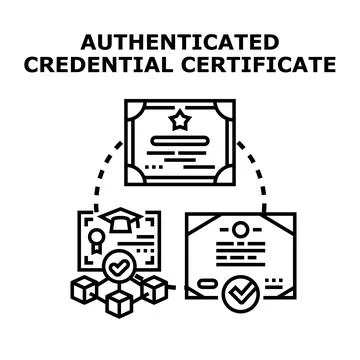 Digital credential document authentication and verification process Stock Illustration