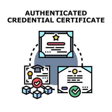 Digital credential document authentication and verification process Stock Illustration