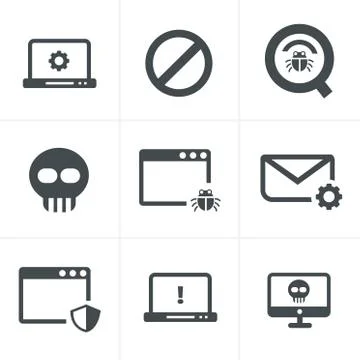 Digital criminal icons set Stock Illustration