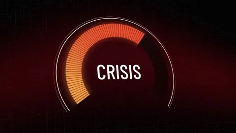 Digital crisis gauge meter dashboard escalating rapidly from orange to red, i 스톡 동영상 327914896