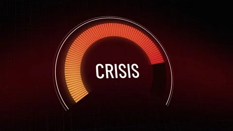 Digital crisis gauge meter dashboard escalating rapidly from orange to red, i Stock Footage 327914930