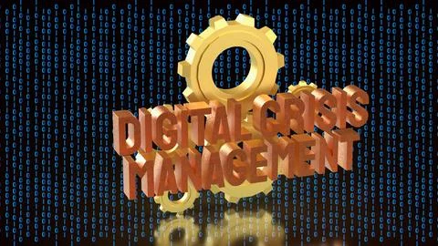 Digital Crisis Management Cybersecurity Strategy with Data Background 3d re.. Illustrazione stock