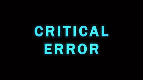 Digital Critical Error Message Appearing On Black Screen With Neon Glow And.. Stock Footage 343478617