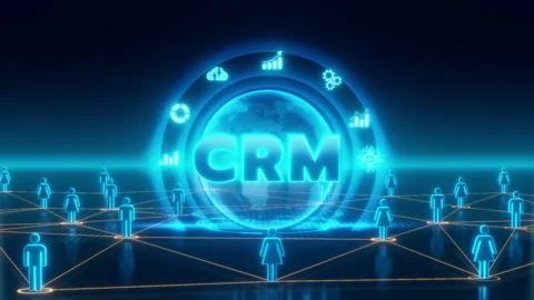 Digital CRM network with global connections and customer relationship icons Stock Footage 287008778
