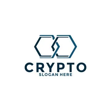 Digital Crypto currency logo with Blockchain technology. Financial technolo.. Stock Illustration