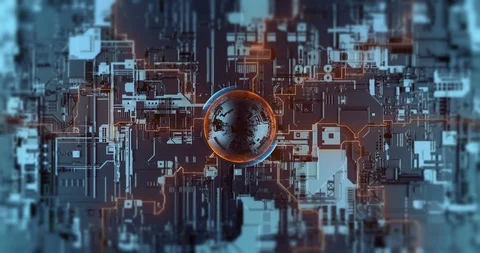 Digital crypto nanotechnology, development innovation high-tech CPU 3D video. Stock Footage 123963596