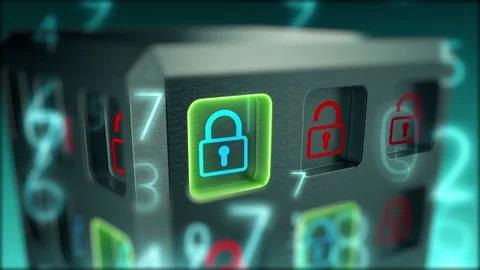 Digital crypto security of personal data on blockchain database 3D  video Stock Footage 155242522