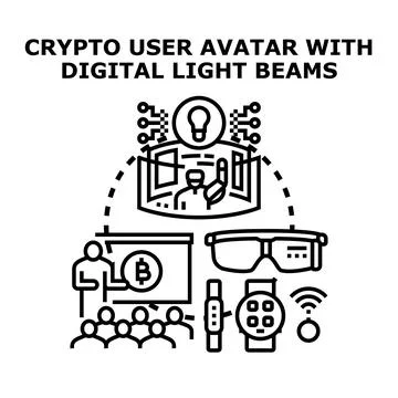 Digital crypto user avatar creating virtual immersive experience Stock Illustration