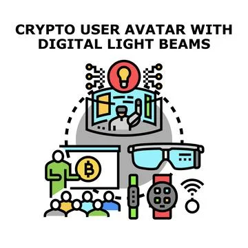 Digital crypto user avatar creating virtual immersive experience Stock Illustration