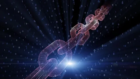 Digital cryptocurrency blockchain chain data animation 库存影片 334084067