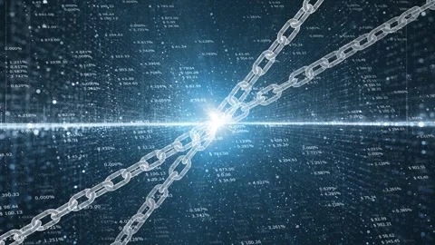 Digital cryptocurrency business data with chains animation Stock Footage 338404457
