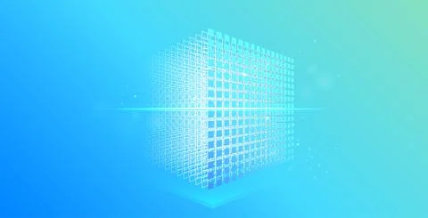 Digital cube. Block chain network with blocks. Mining blockchain concept. Crypto Illustrazione stock