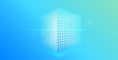 Digital cube. Block chain network with blocks. Mining blockchain concept. Crypto Illustrazione stock