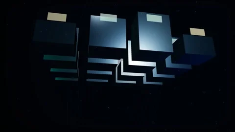 Digital Cube Data Grid Loop - Blue Chip Technology Backdrop Video stock 341954847