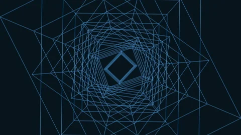 Digital cube with neon connected lines on black gradient Stock Footage 233278382
