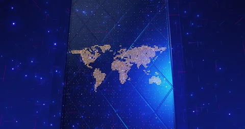 Digital Cube Shaped Earth Rotating. TV B... | Stock Video | Pond5