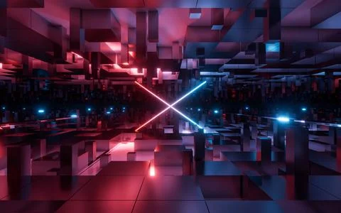 Digital cubes with cyberspace background, 3d rendering. Stock-Illustration
