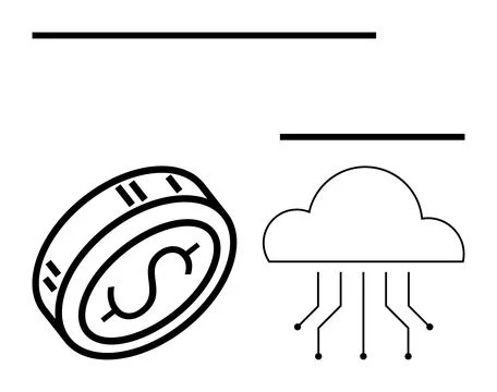 Digital currency and cloud technology concept with coin and cloud connected.. 库存插图