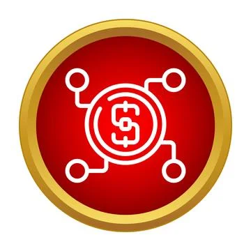 Digital currency blockchain network icon on red background Stockillustratie