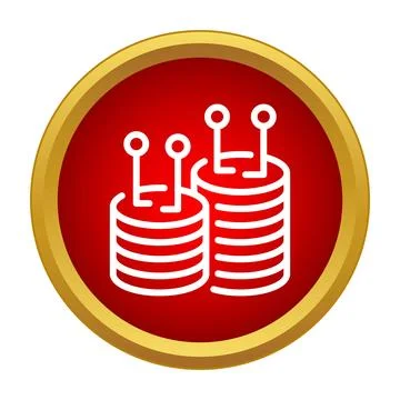 Digital currency coins in red circle icon Stock Illustration