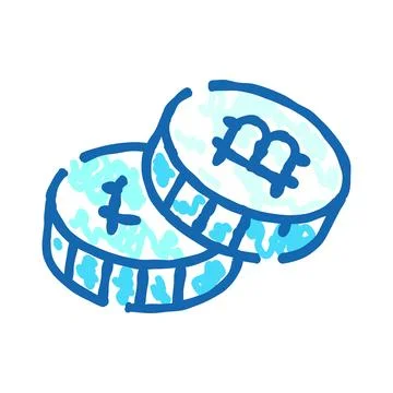 Digital currency coins representing cryptocurrency and blockchain technology Stock Illustration