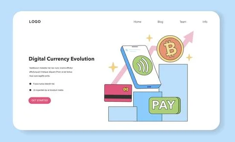 Digital Currency Evolution concept. Flat vector illustration Stock Illustration