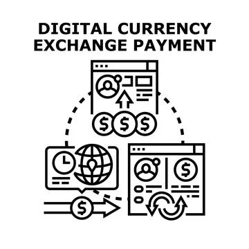 Digital currency exchange payment platform concept Stock Illustration