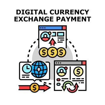 Digital currency exchange payment platform concept Stock Illustration