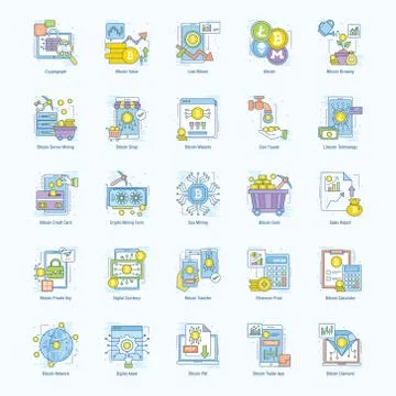 Digital Currency Flat Icons Pack Stock Illustration